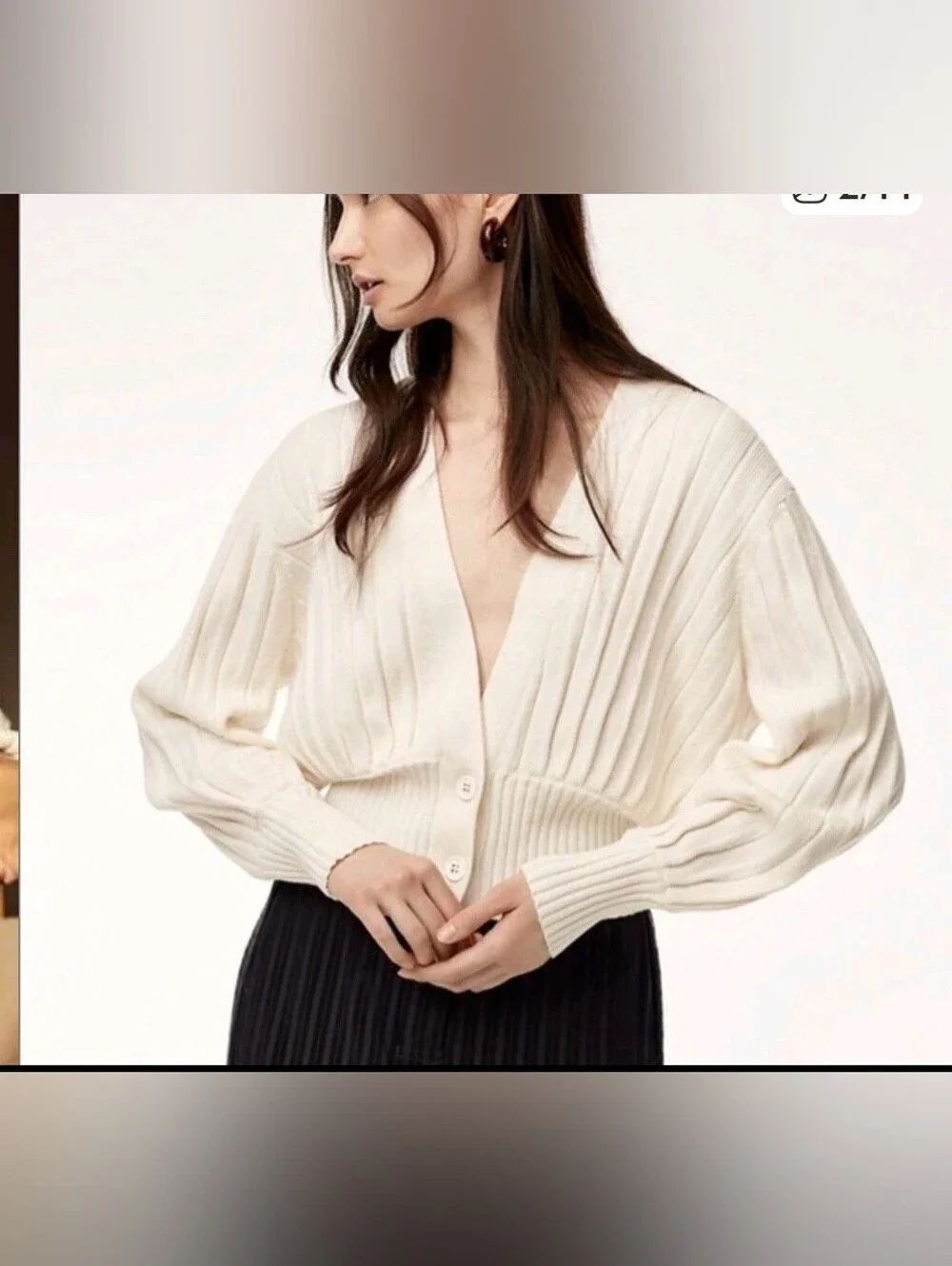 Aritzia Wilfred Thais Plunge Front Cardigan Ivory Size XS